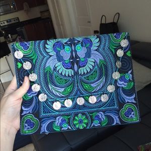 Handmade embroidered Thai Clutch